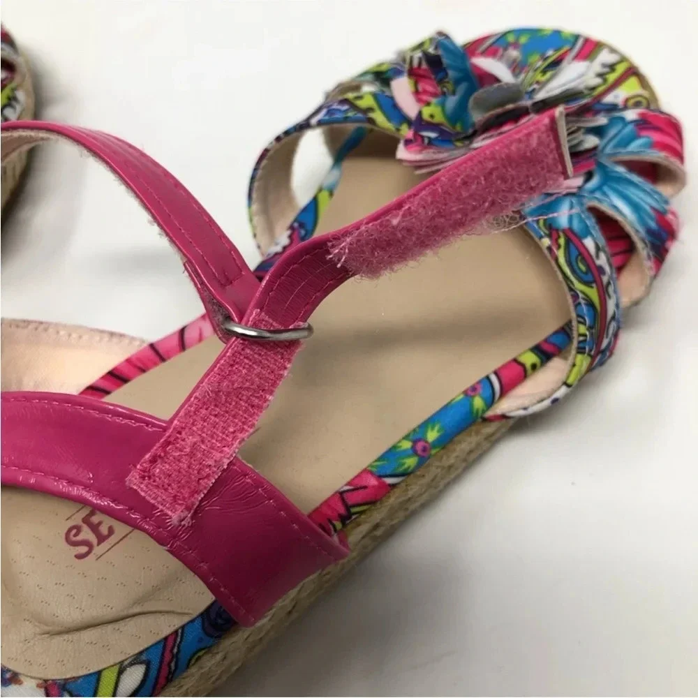 Seychelles Sandals Toddler Girl Size 7 Espadrille Pink Floral Print Summer